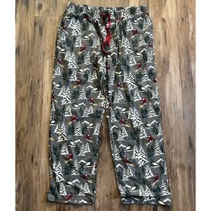 North Pole Trading Co Men's  Christmas Flannel Pajama Bottom Skiing Santa Sz XXL